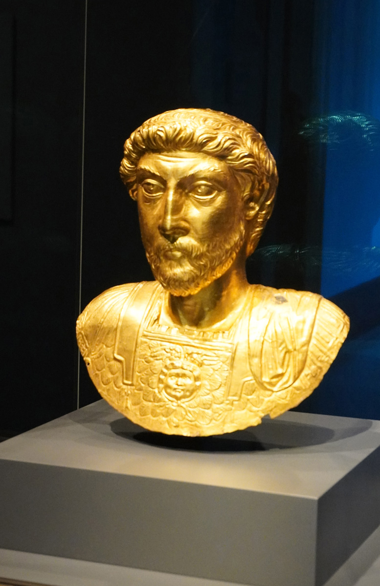 The Getty Villa, The Gold Emperor: Marcus Aurelius Gold bust, circa 170 AD