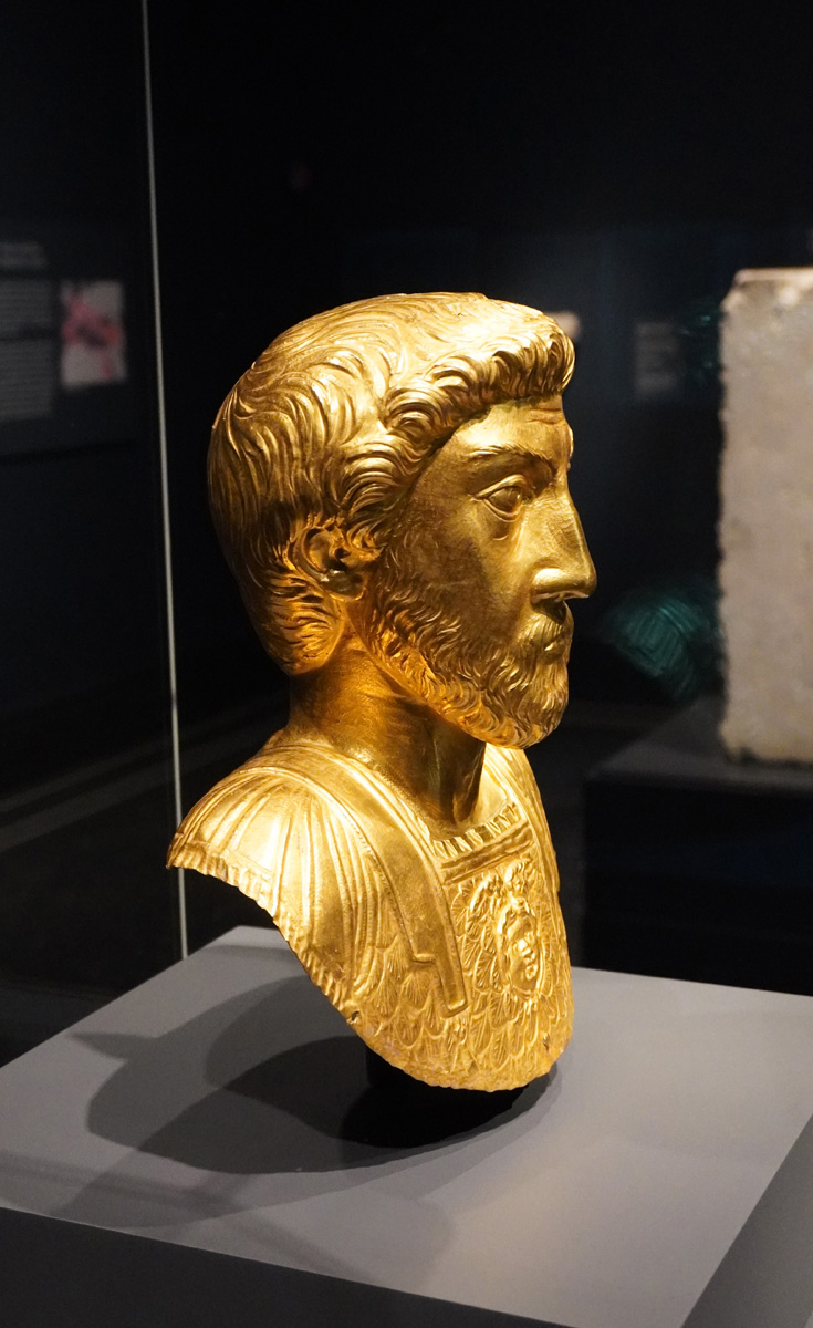 The Getty Villa, The Gold Emperor: Marcus Aurelius Gold bust, circa 170 AD