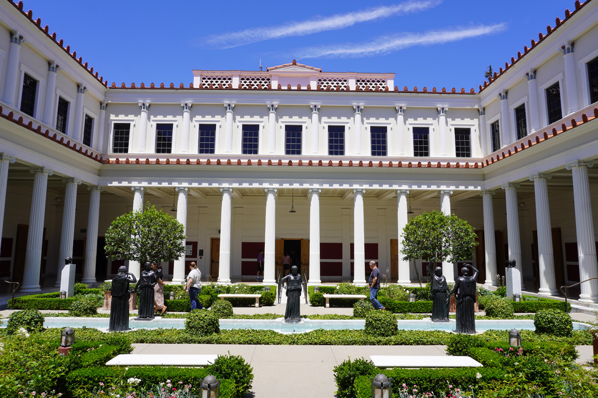 The Getty Villa, Inner Peristyle, with replica Muses