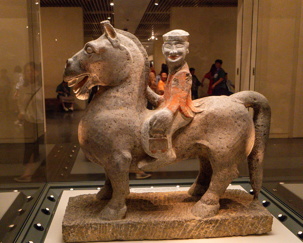 Beijing: National Museum - Ancient treasures, Painted Stone Horseman (25-220 AD)