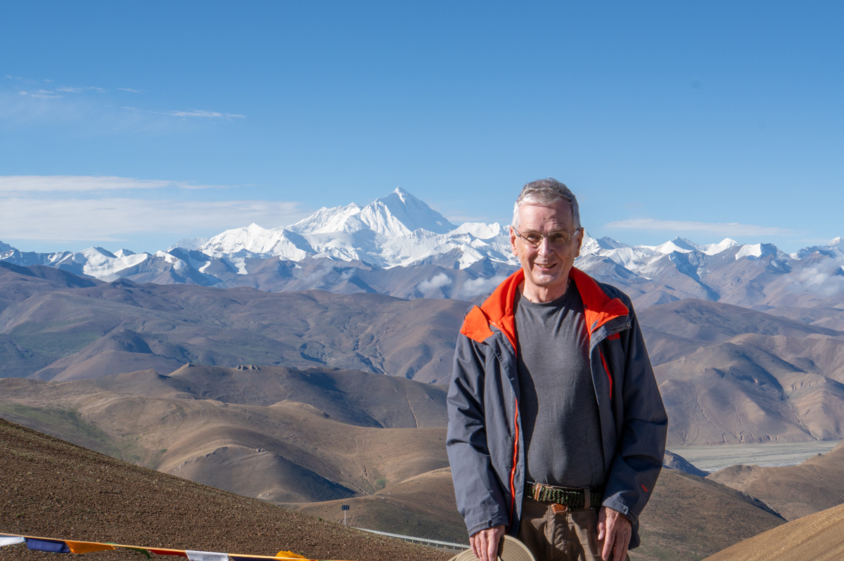 Everest from the Pang La Pass, Graham at Pang La Pass