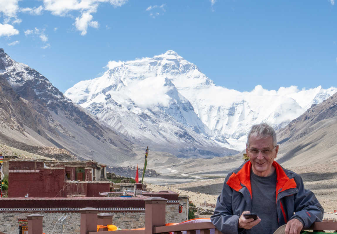 Everest from Rongbuk Monastery, Graham at Everest (1)