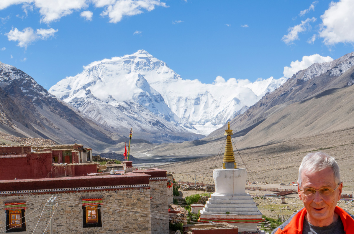 Everest from Rongbuk Monastery, Graham at Everest (2)