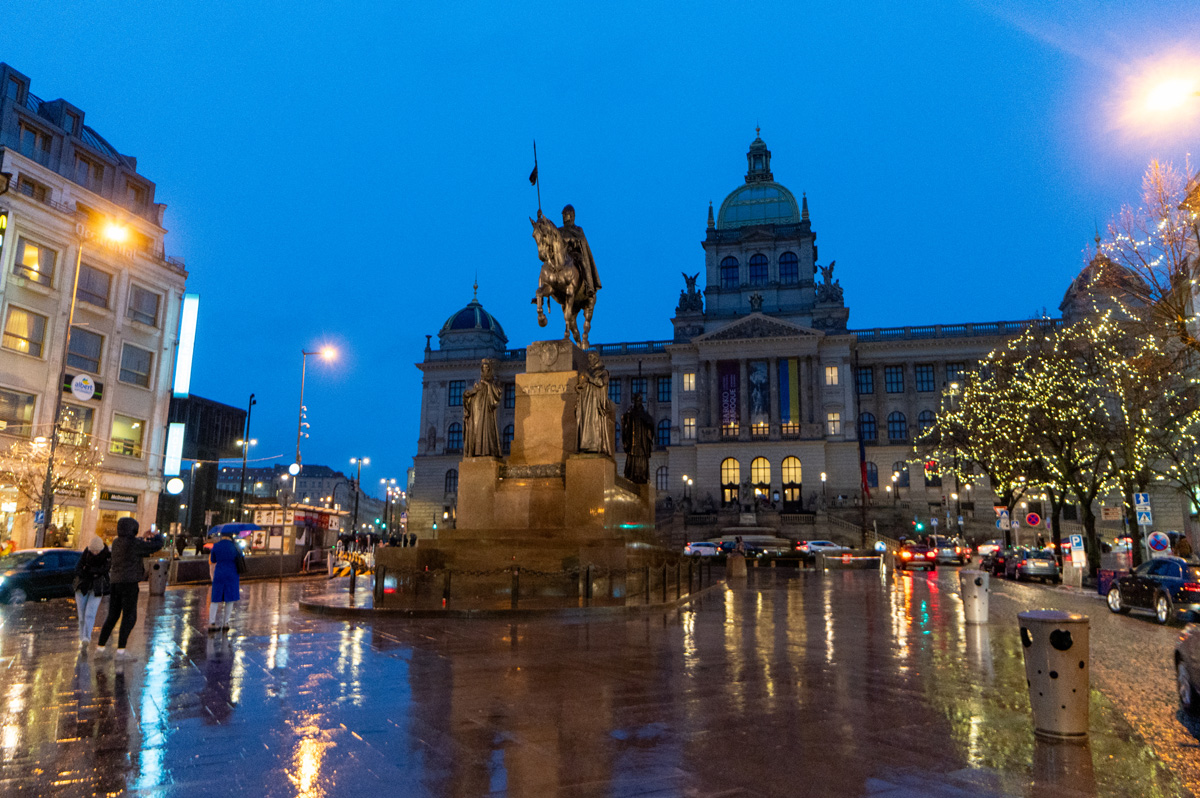 Around Prague, Wenceslas Square at night