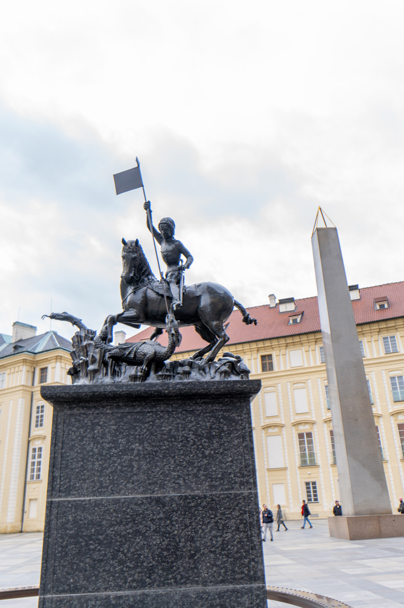 Prague Castle, St George & Dragon (replica in a courtyard)