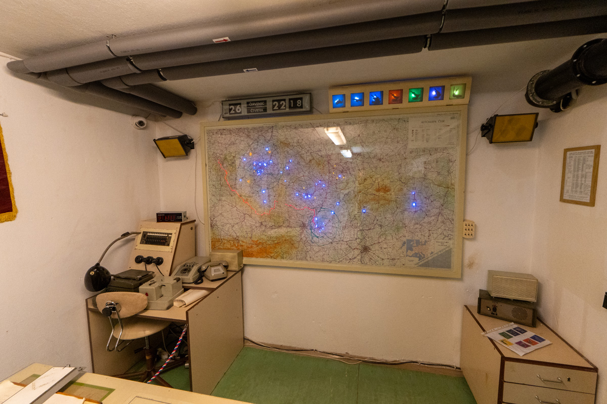 Prague: Cold War Museum, Control room with illuminated map
