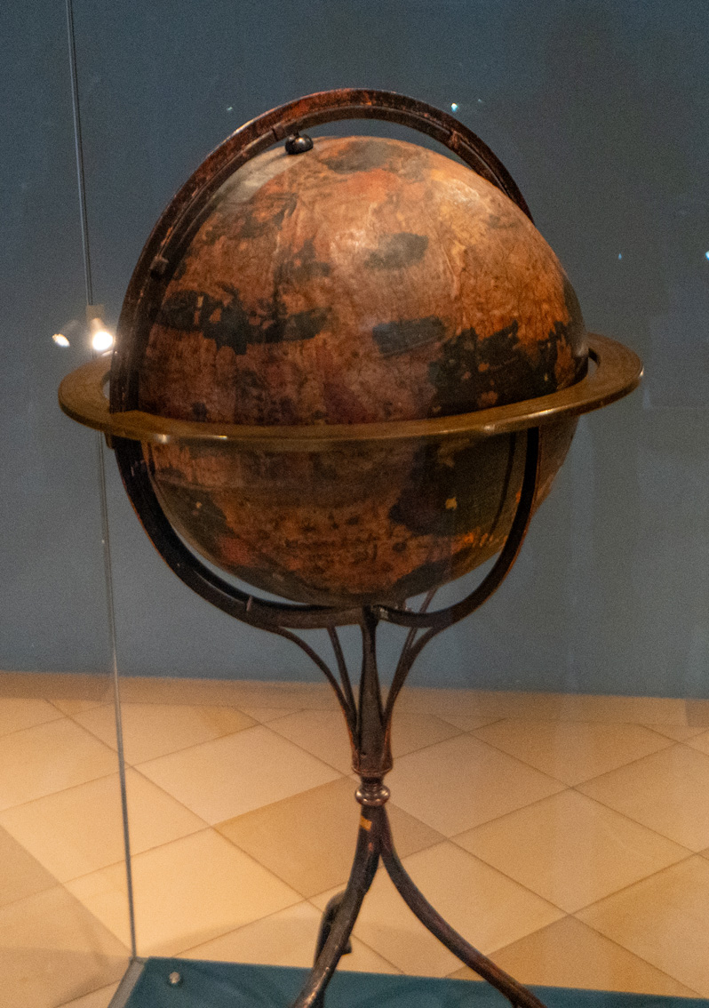 Nuremberg: German National Museum, Behaim Globe (~1492) Oldest surviving terrestial globe.  Note how the continents are shown too large.