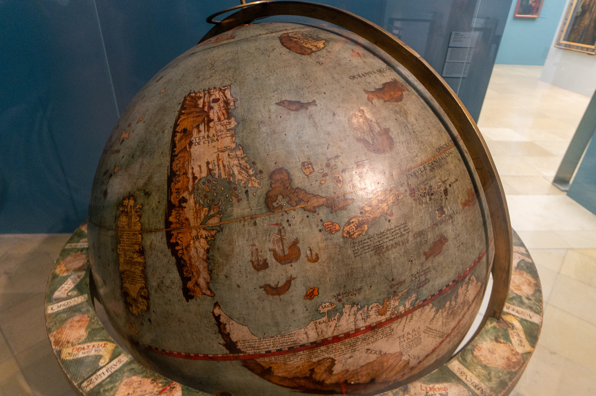 Nuremberg: German National Museum, Erdglobus Globe (1520).  Western hemisphere.