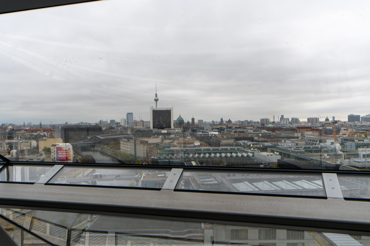 Berlin: Reichstag, Drizzly view from Reichstag Dome