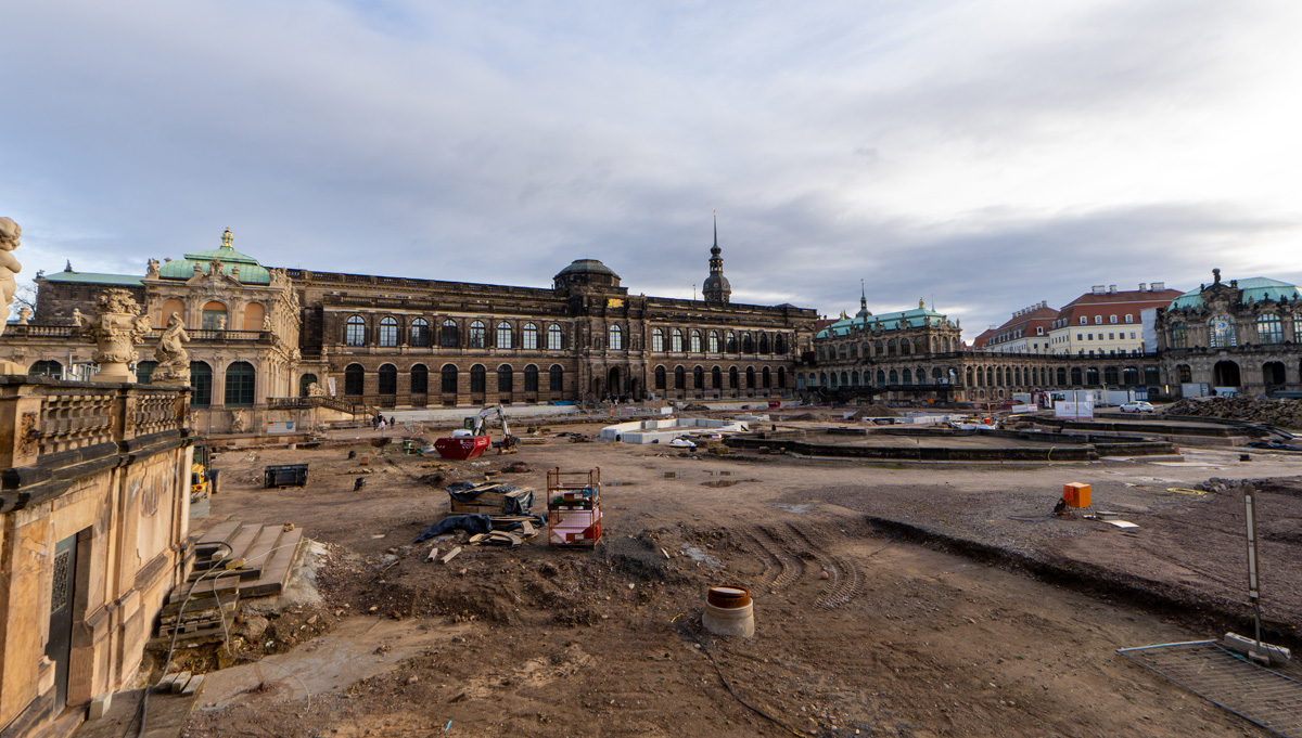 Around Dresden, Zwinger: Giant interior courtyard, under rennovation
