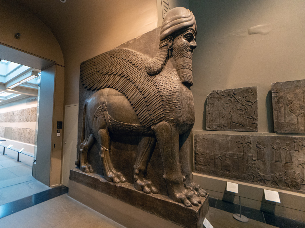 British Museum: Six Lamassu, Lamassu #1R.  Winged Lion