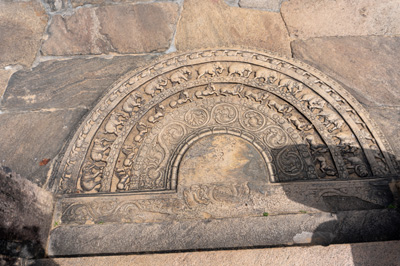 A "Moonstone": often found at base of steps, Polonnaruwa Quadrangle, 2023 Sri Lanka++