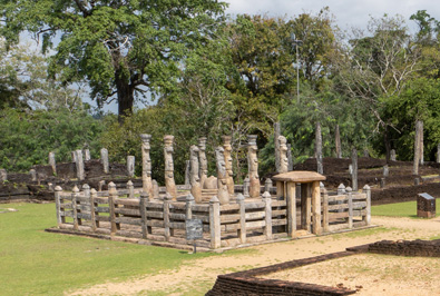 Unusual Latha-Mandapaya shrine Stone carved like a wooden fence, Polonnaruwa Quadrangle, 2023 Sri Lanka++