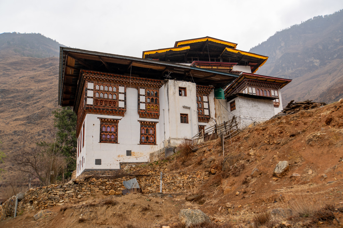 Bhutan, Spring 2024, Tamchog Lhakhang Honors Thangton Gampo, a 15th c saint + builder of chain bridges.
