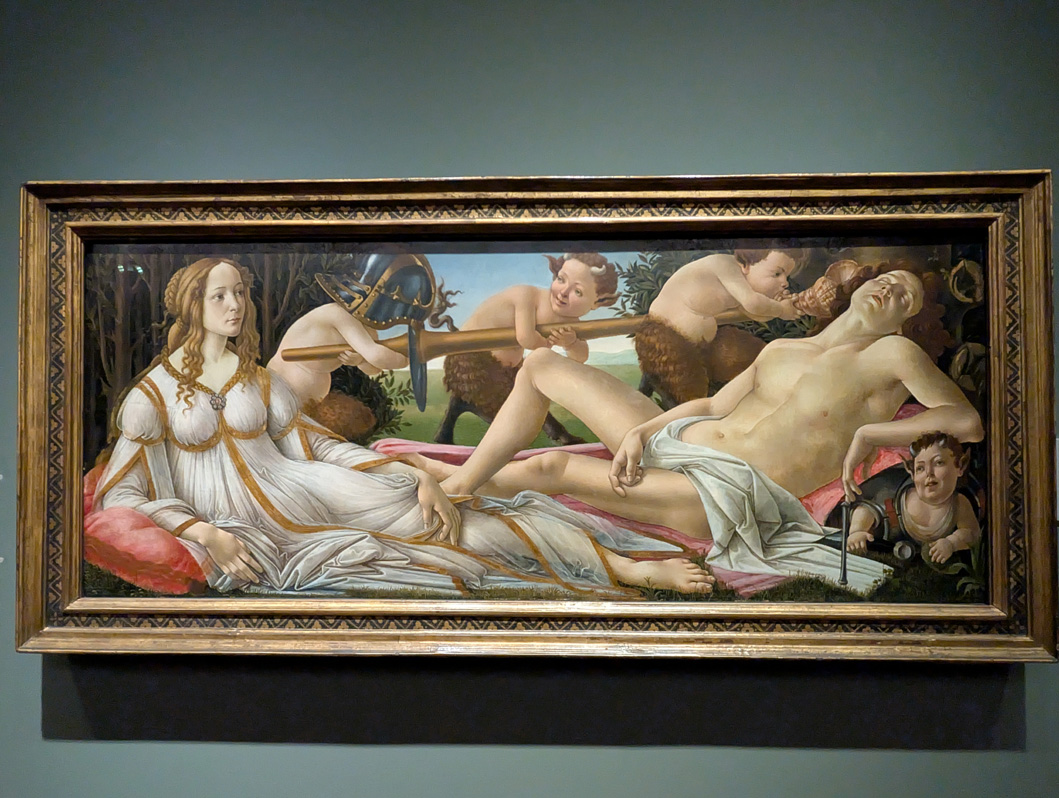 London: National Gallery, Botticelli.  Venus and Mars (~1485) With mischievous satyrs