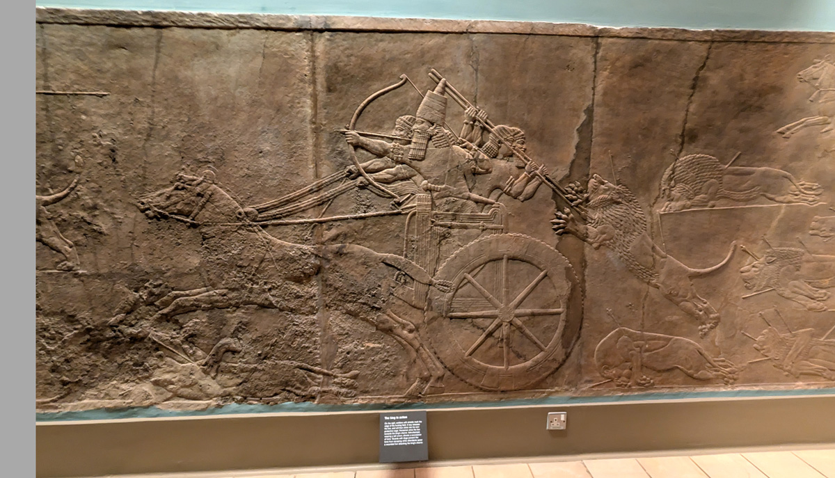 British Museum: Assyrian Section, Ashurbanipal pursue Lions
