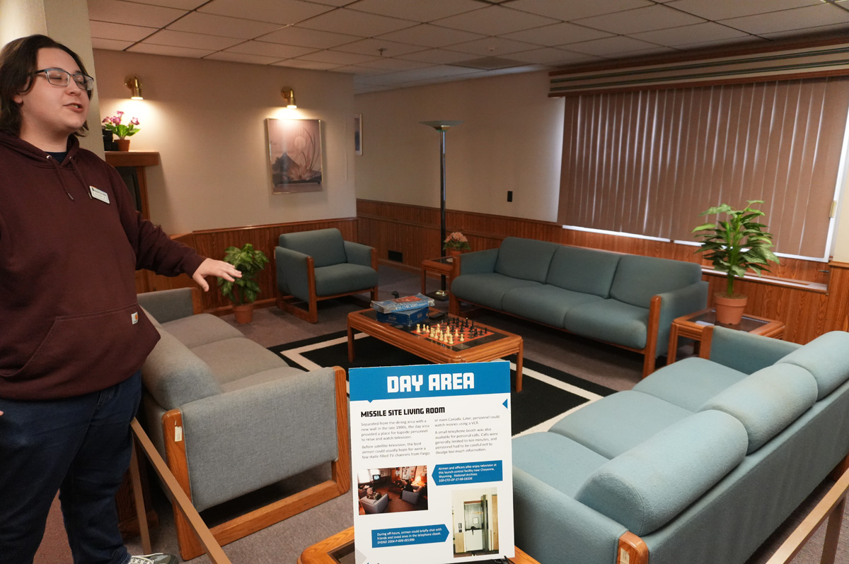 Ronald Reagan Minuteman Missile Site, North Dakota, Our tour leader shows off ground floor rest areas