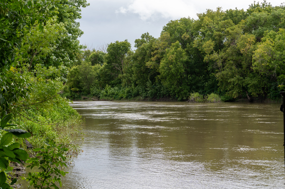 Around Fargo, The Red River at Fargo It flows North into Lake Winnipeg and eventually into Hudson Bay