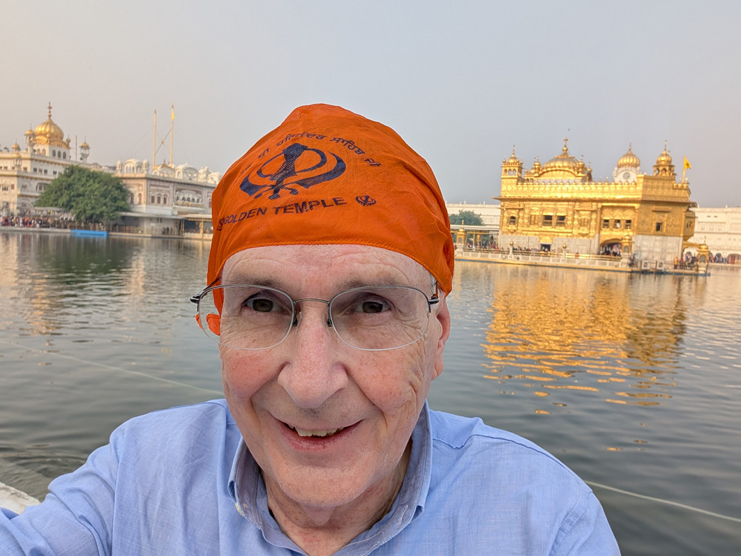 Amritsar, Graham, with mandatory head-scarf