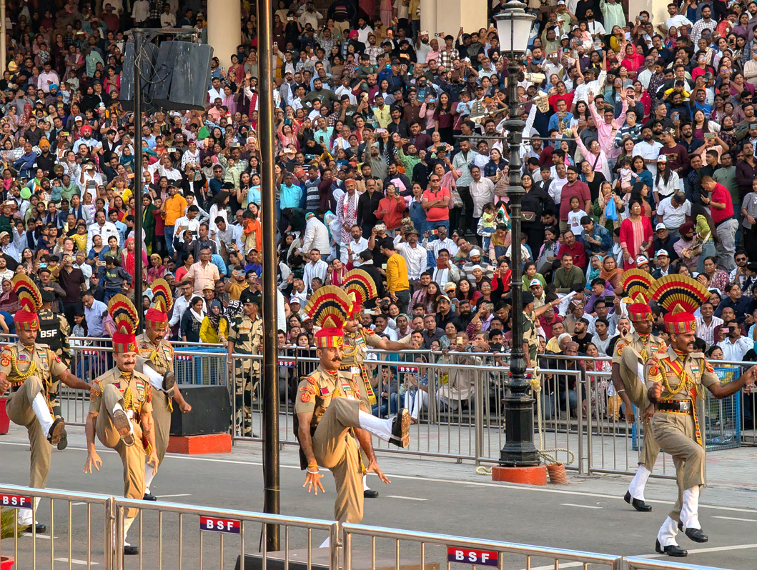Wagah Border Ceremony, And some extravagant high-kicking
