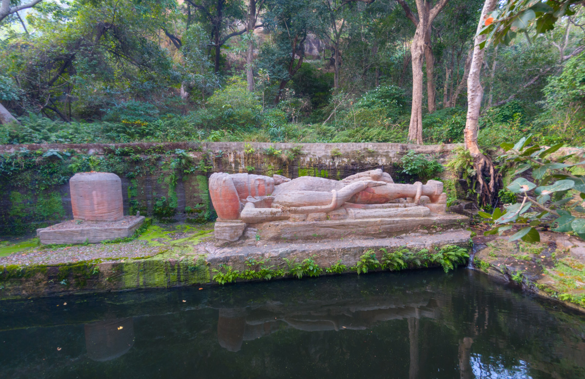 Around Bandhavgarh National Park, Shiva Lingam + Reclining Vishnu