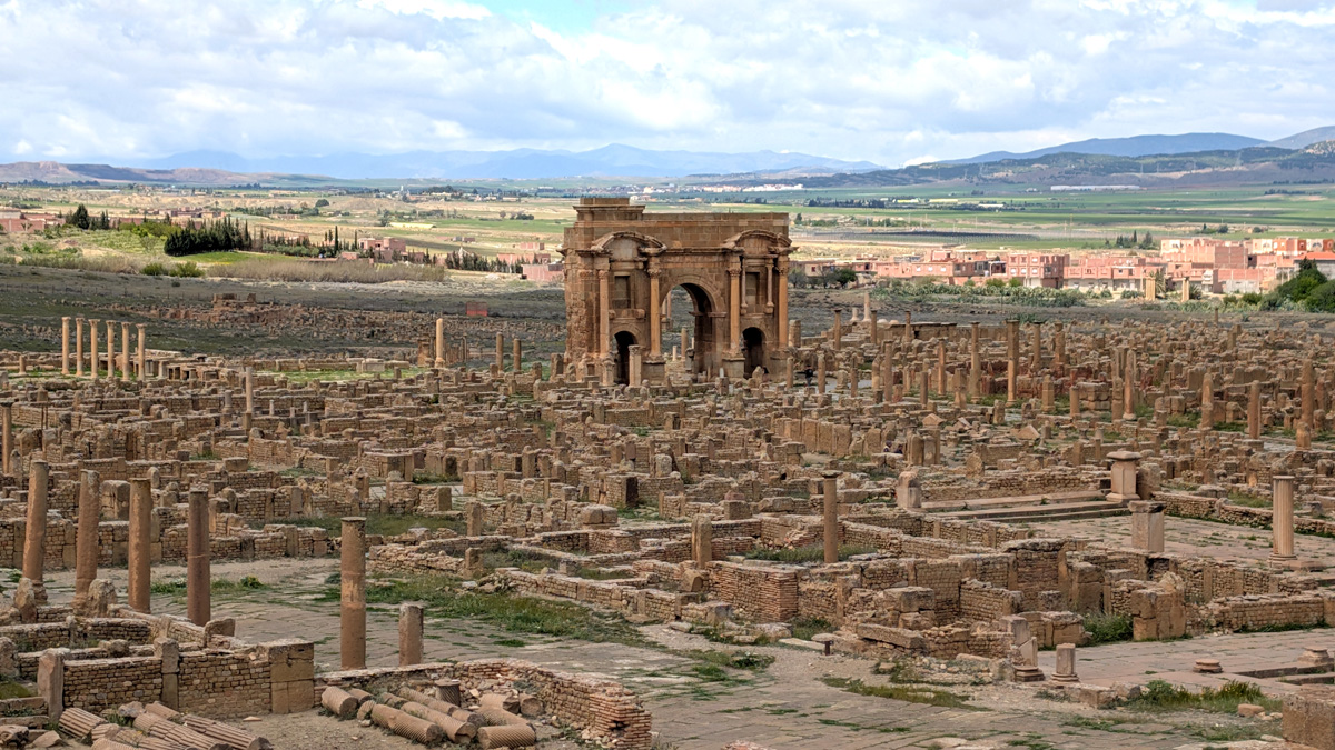 Timgad Archaeological Site, View to Arch of Trajan