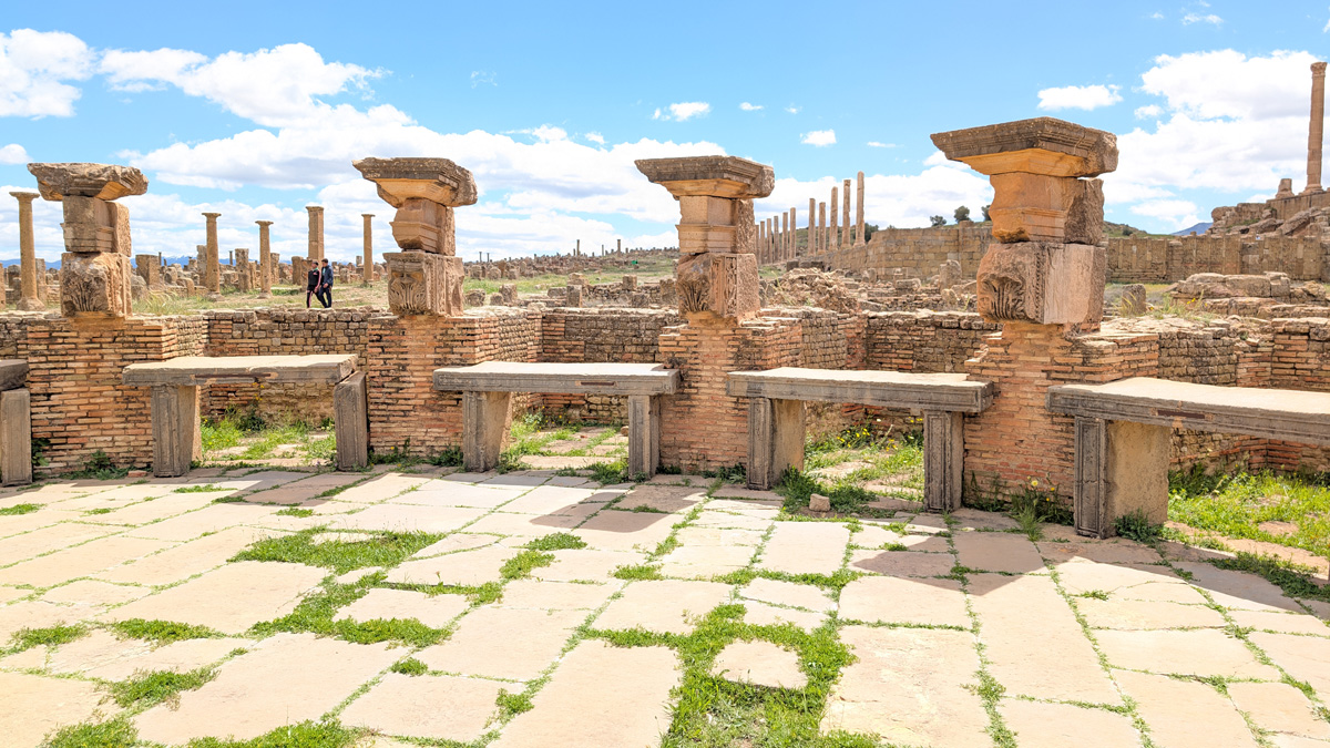 Timgad Archaeological Site, Market stalls, with stone counters
