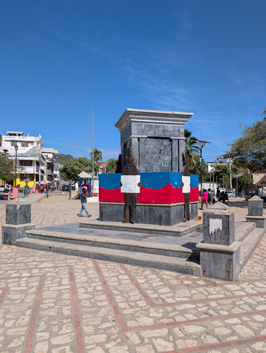 Temporarily empty plinth of Henri Christophe statue, Cap-Haitien, Haiti, December 2025