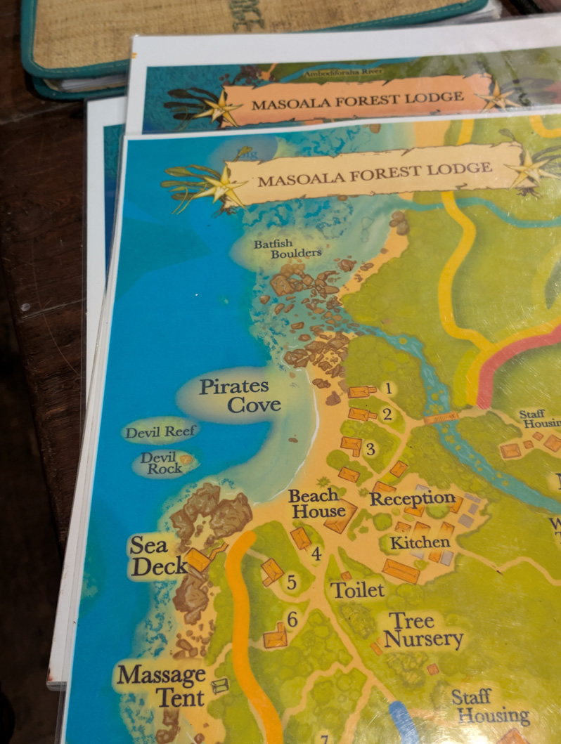 Masoala National Park, Masoala Lodge Area Map Note "Pirates Cove"