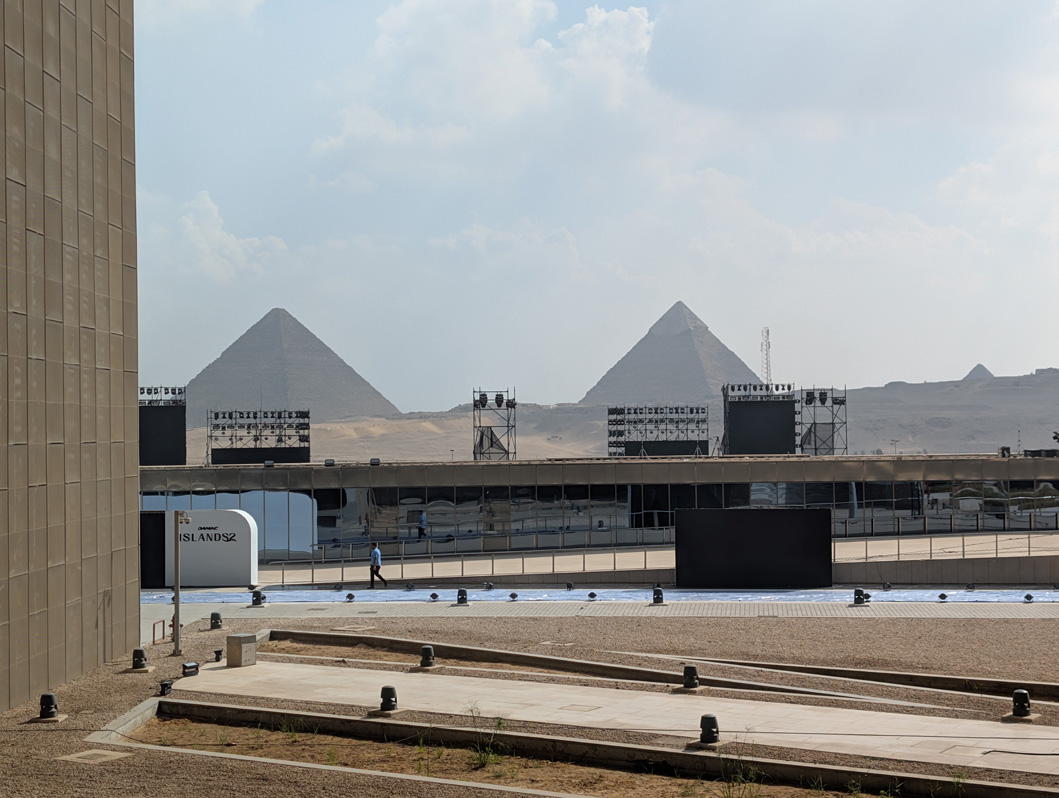 GEM: Public Spaces, Hazy view from GEM to Pyramids