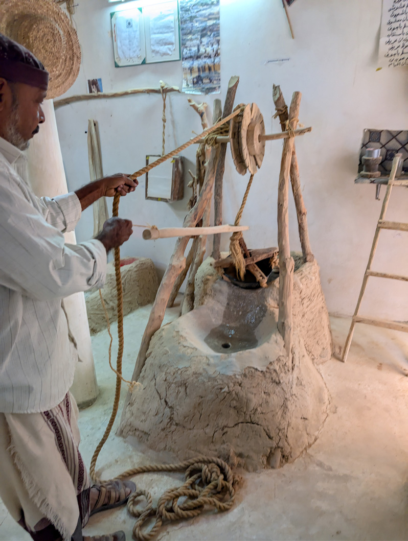 Shibam: "The Manhattan of Arabia", Demonstration water well Note separate rope foe emptying bucket