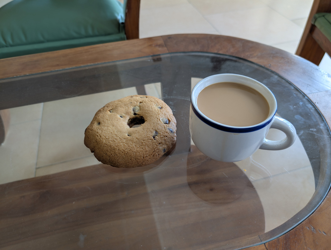 Yap - Land of Stone Money, A Stone Money cookie with my lunchtime coffee