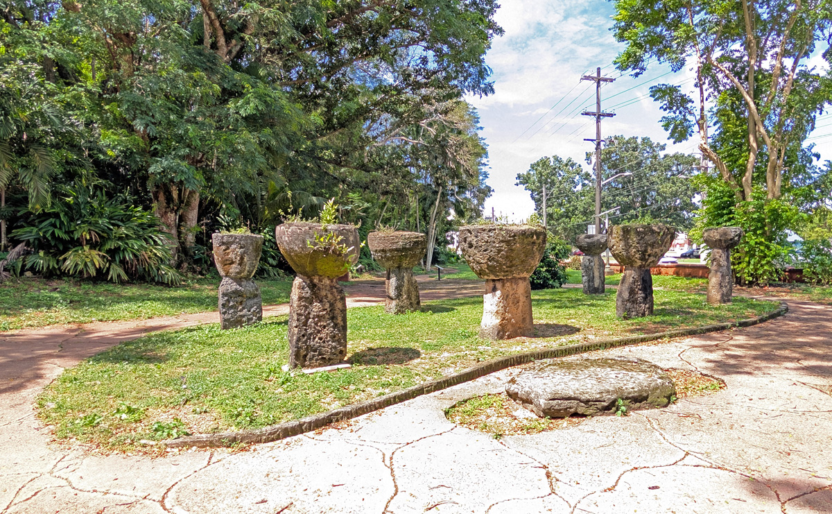 Guam: Hagåtña, 17th c (?) Latte Stones (hut foundations)