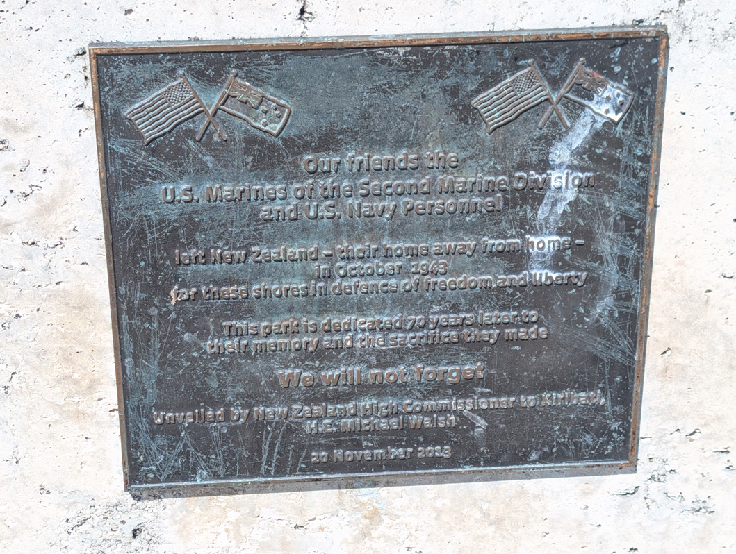 Tarawa WWII Sights, New Zealand - America friendship plaque