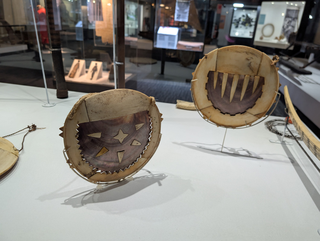 Suva: Fiji Museum, Traditional breatplates, 19th c. Whale ivory + bibre