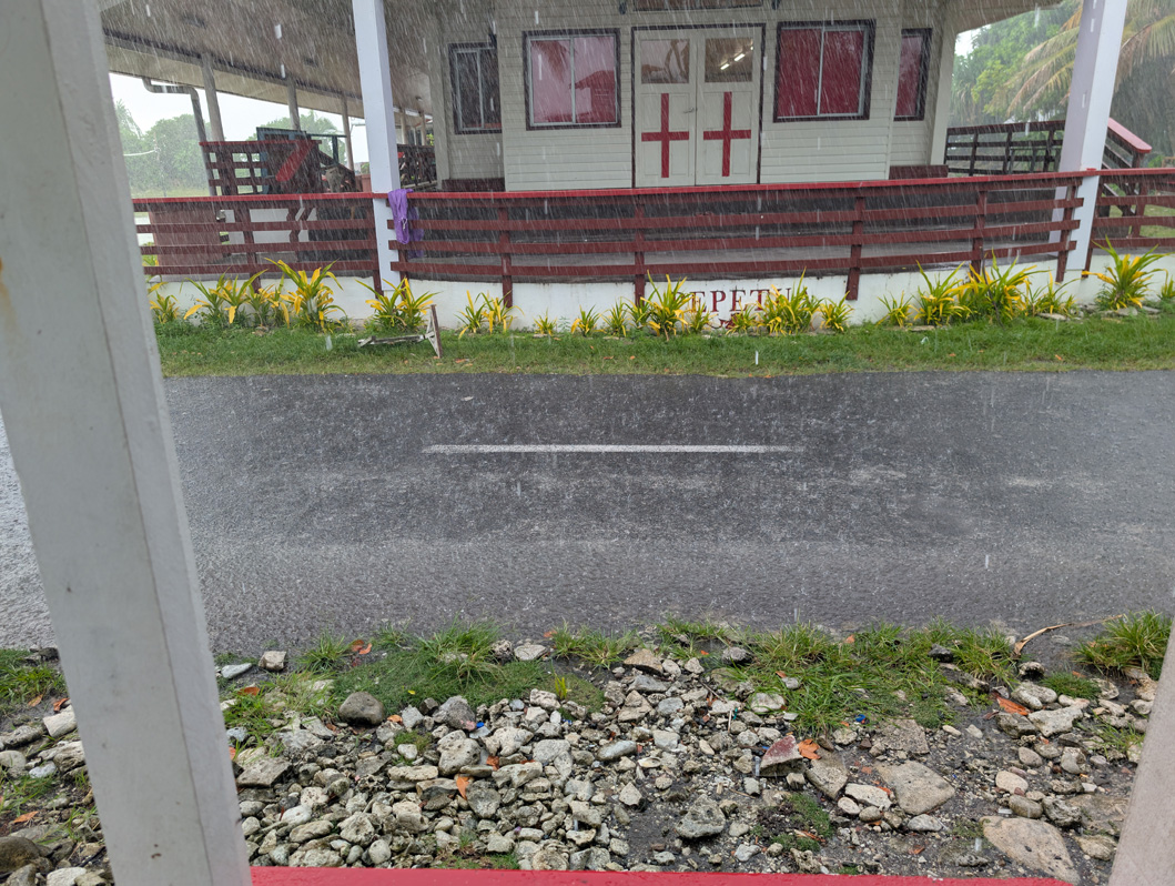 Funafuti, Tuvalu, Rainswept church