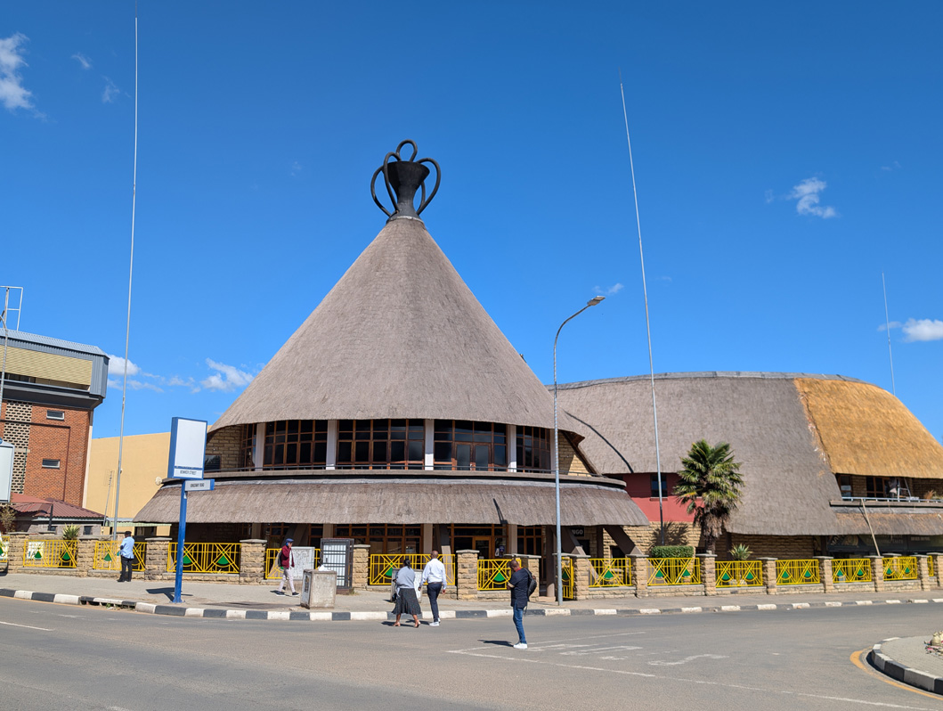 Lesotho: Maseru, Shop in shape of Basotho Hat