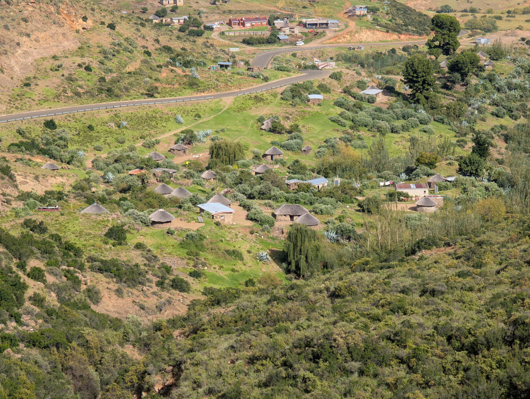 Lesotho: Maletsunyane Waterfall tour, Country village view, 30 miles SE of Maseru