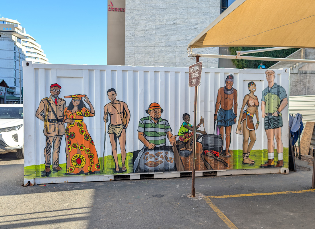 Windhoek, Namibia, Mural beside craft market
