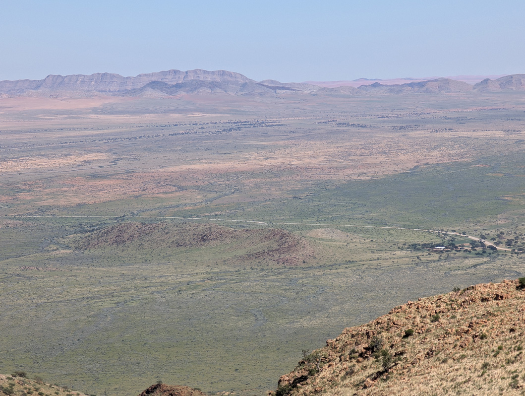 Drive to/from Sossusvlei, Hazy view towards Namib desert