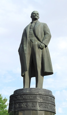Elista, Russia <small>(2014)</small> Looking skeptical in Buddh, Lenin statues