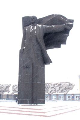 Magnitogrosk, Russia <small>(2013)</small> In the snow, at the, Lenin statues
